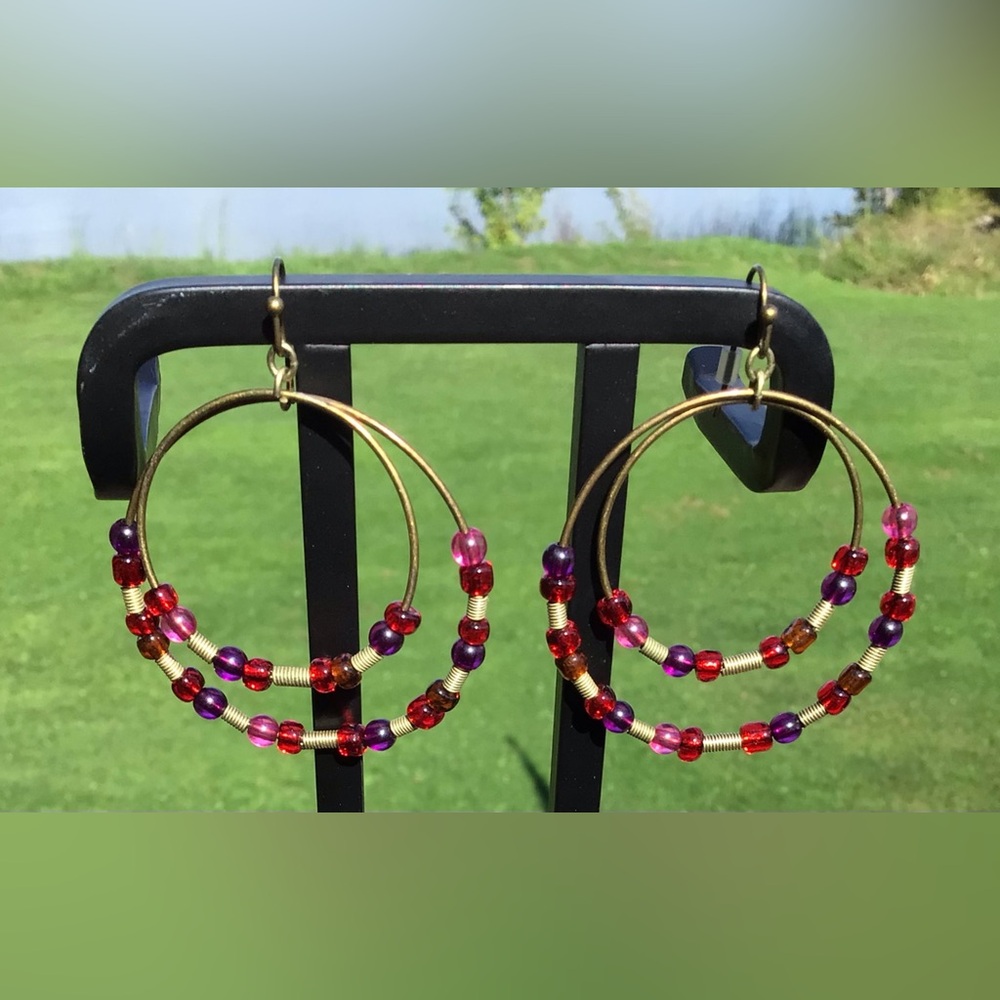 Elegant Beaded Hoop Earrings